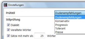 Test Duden-Korrektor Die verschiedenen Prüfstile